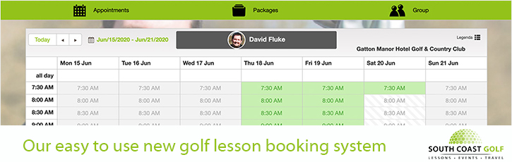 Our easy to use new golf lesson booking system